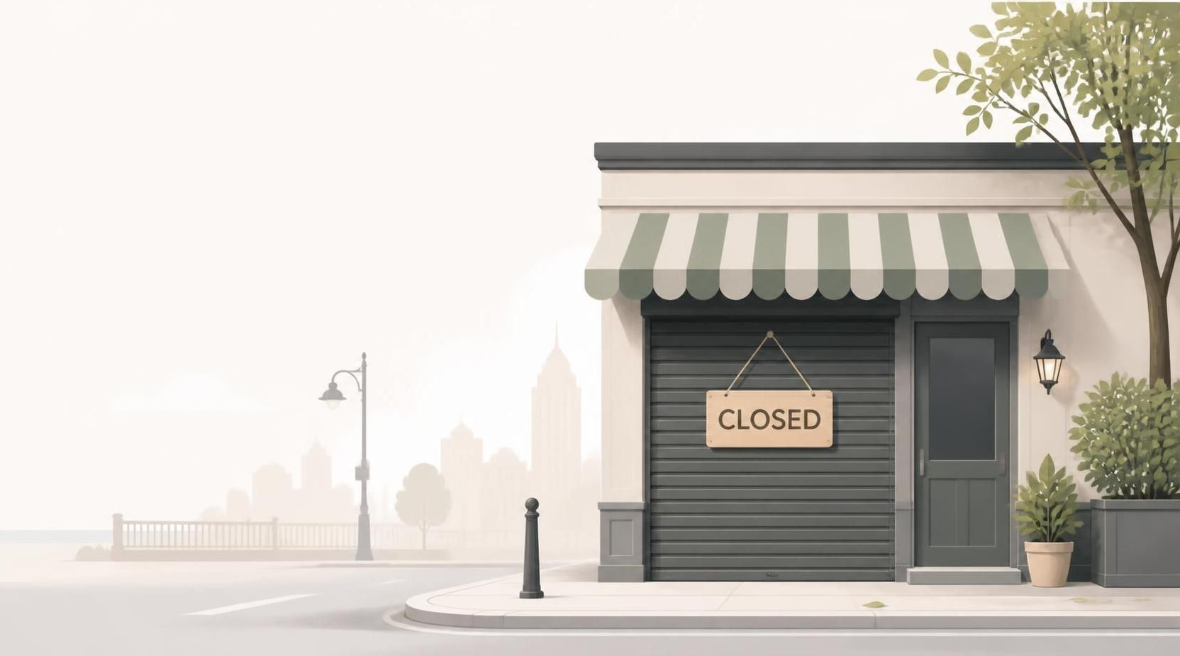 A closed storefront with its shutters down